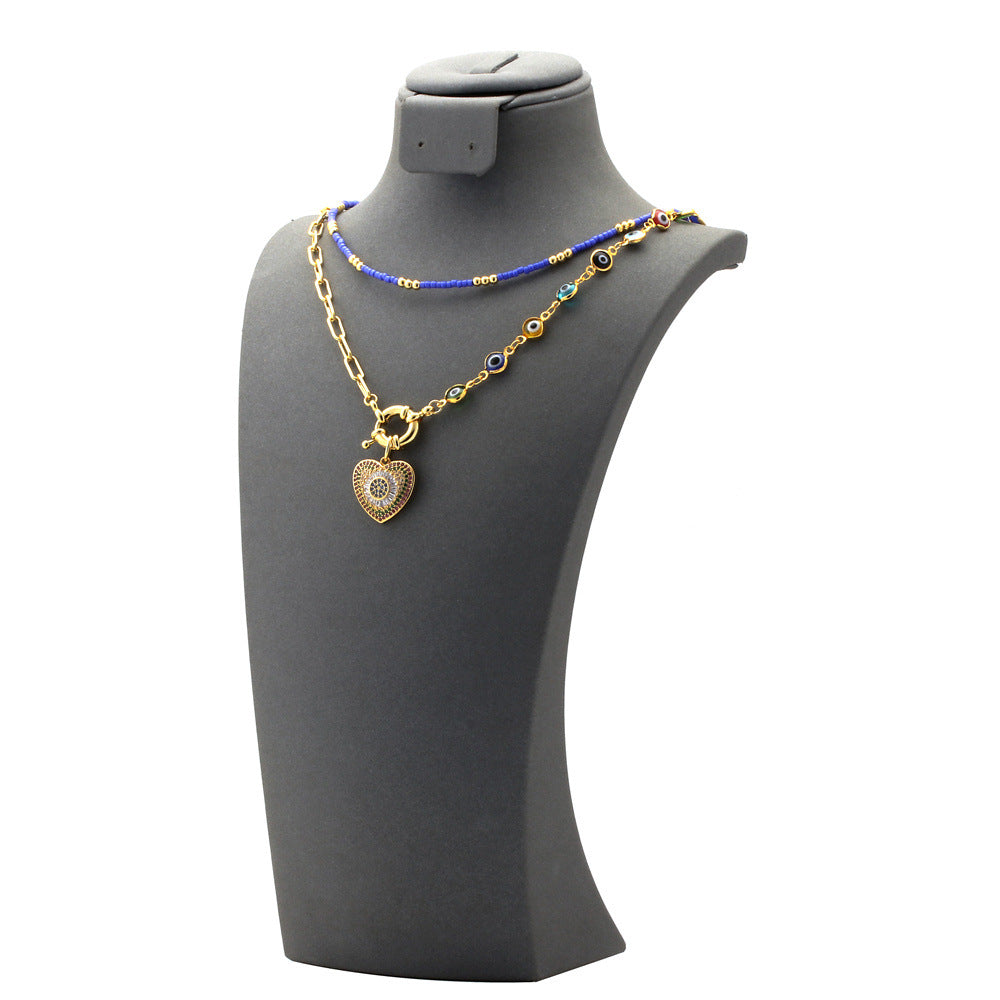 Wholesale Glass Colored Diamond Gold Plated Necklaces